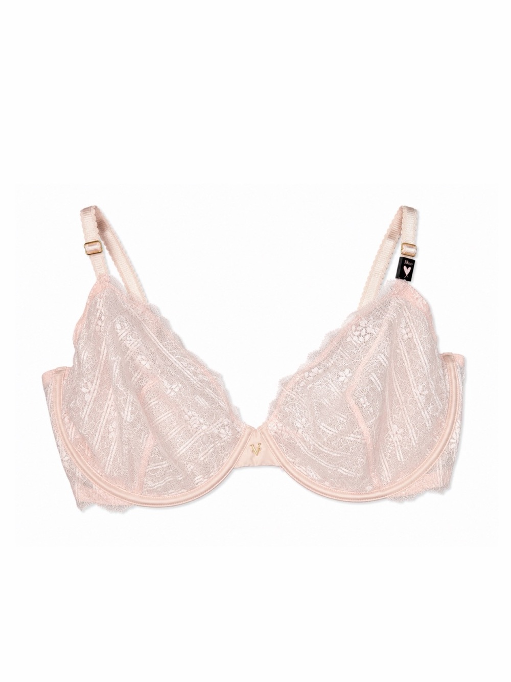 NWT Victoria’s Secret Dream Angels Blush Pink Sheer Lace Underwire Bra